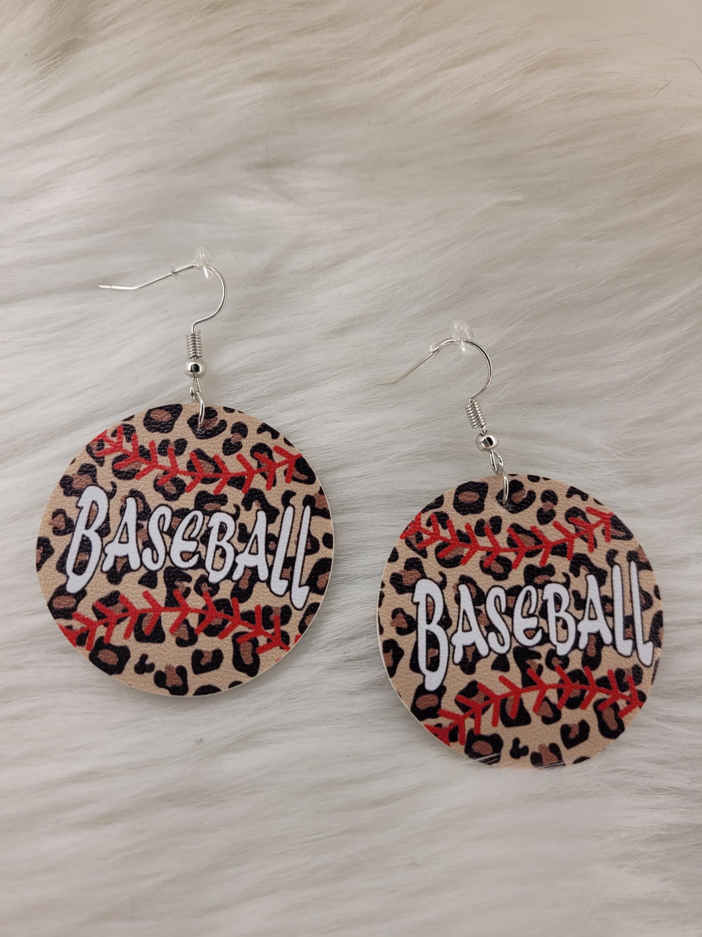 Cheetah baseball earrings