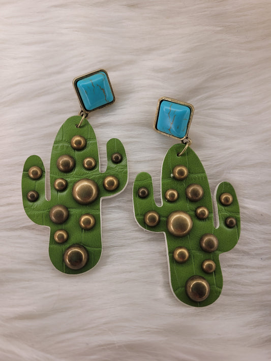 Turquoise cactus earrings