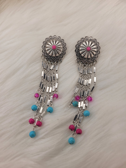 Hot pink dangle earrings