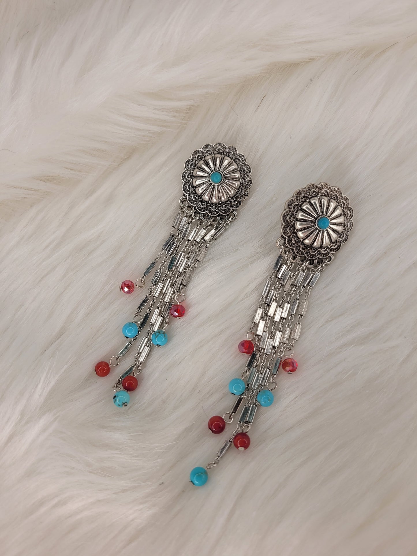 Red and turquoise earrings