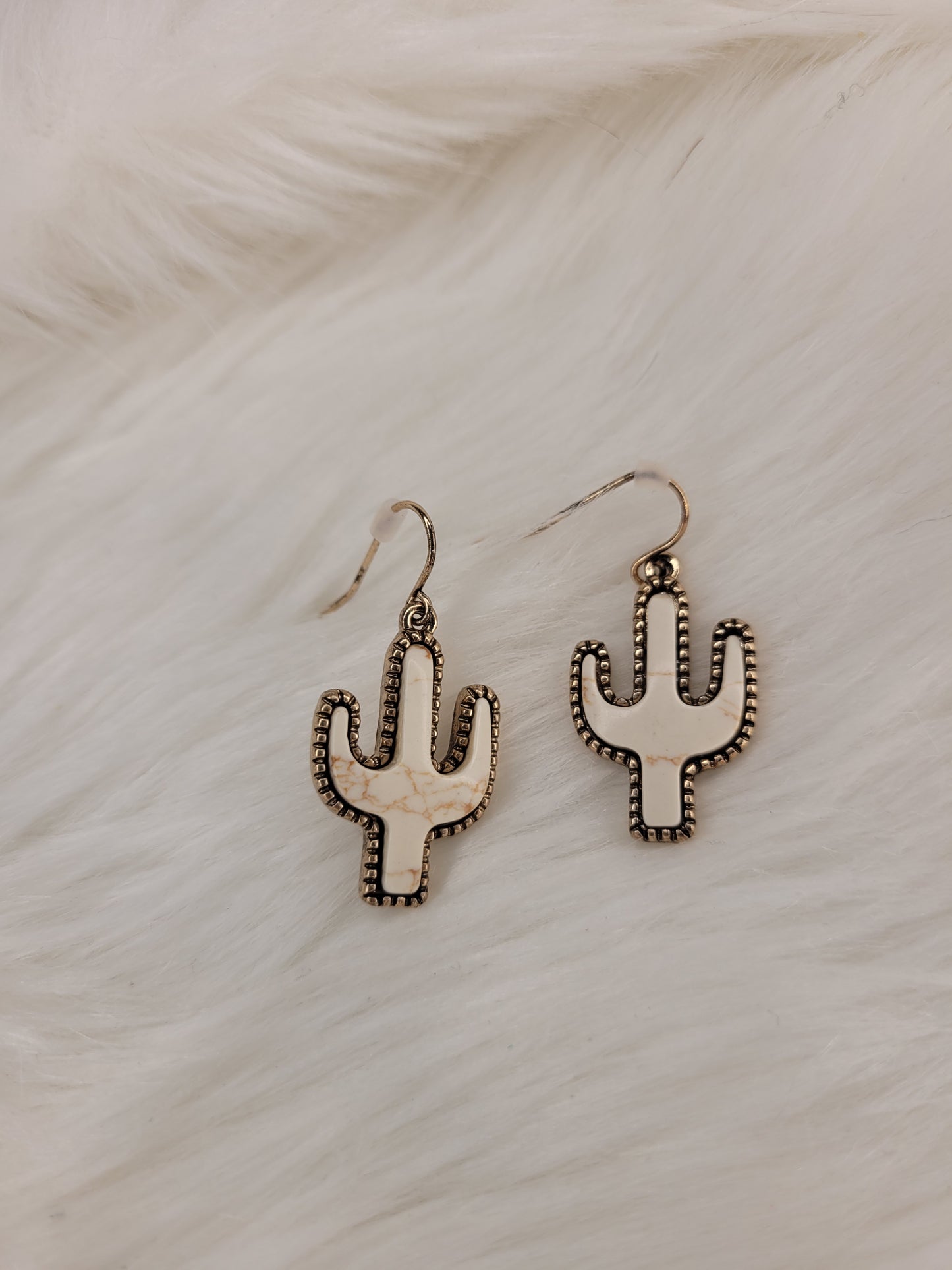 White cactus earrings