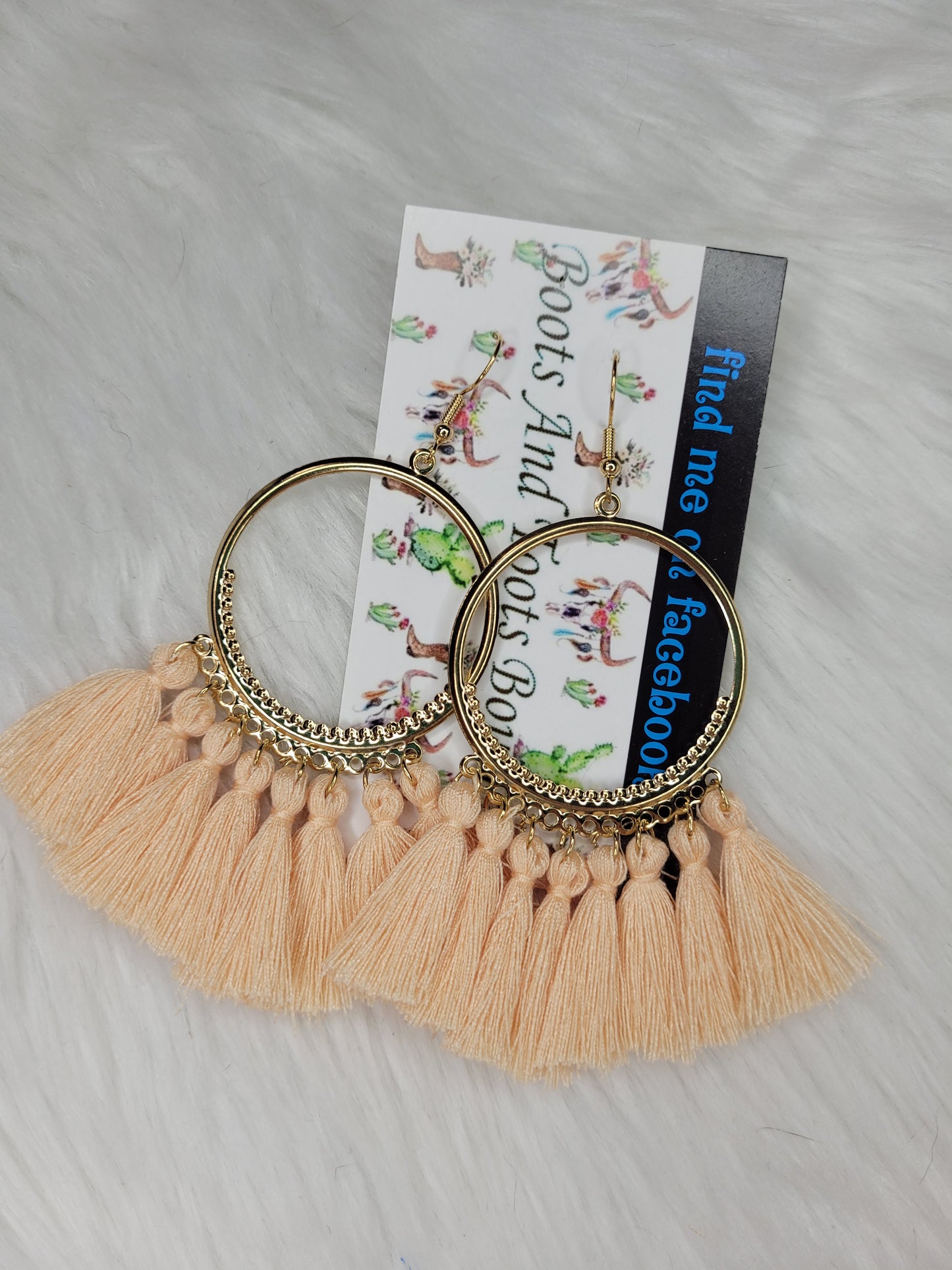 Light peach fringe earrings