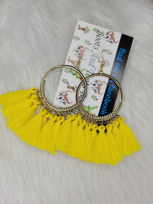 Yellow fringe earrings