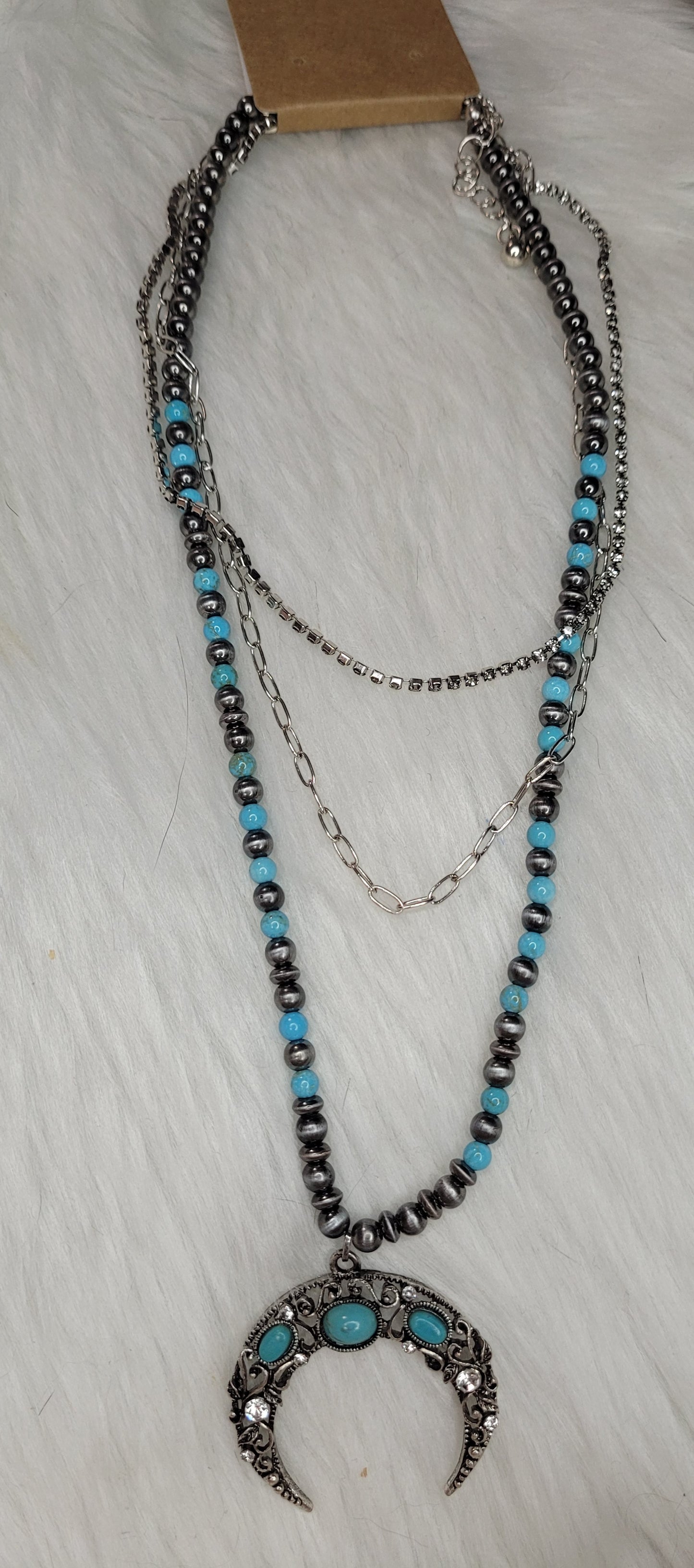 Half moon turquoise stone necklace