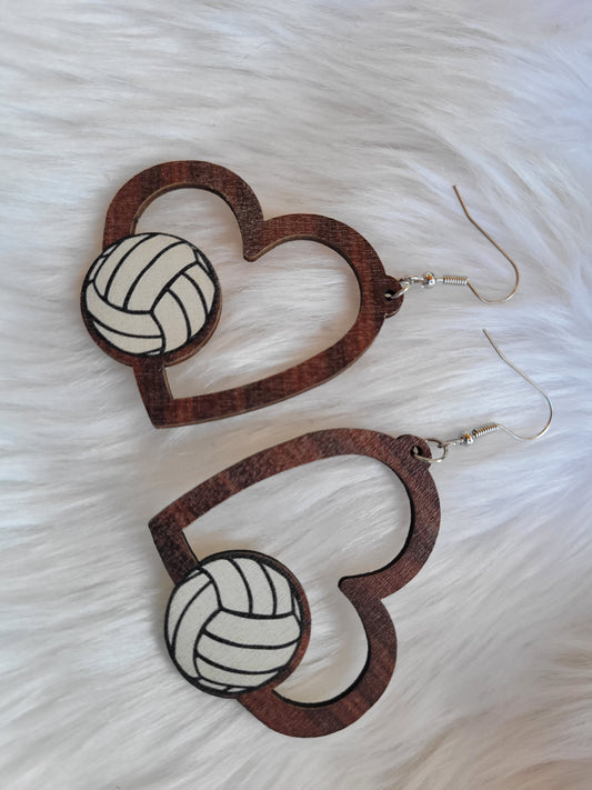 Volleyball heart earrings