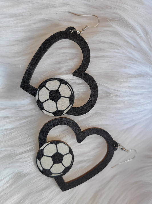 Soccer heart earrings