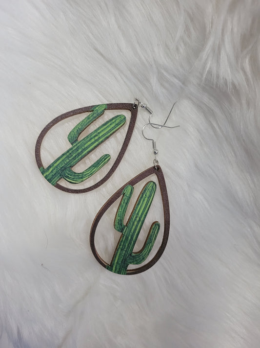 Cactus wood earrings