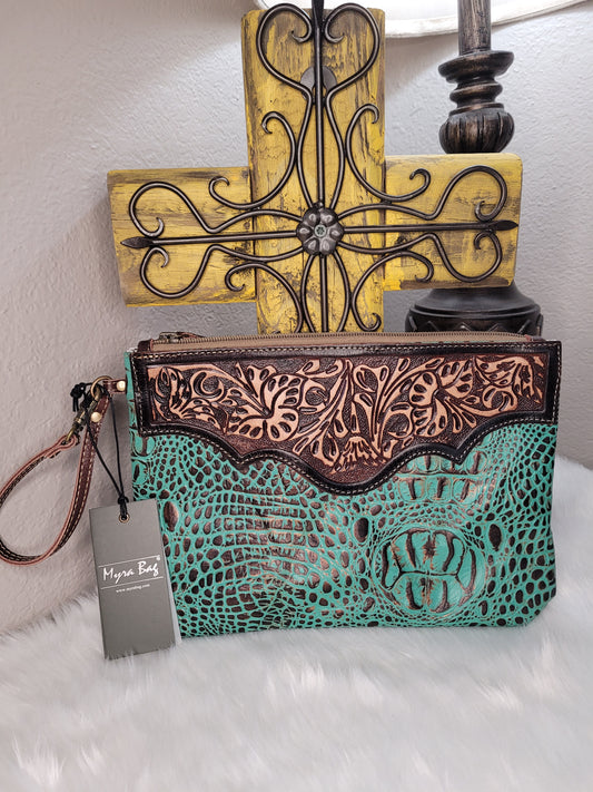 Sipala hand tooled clutch myra bag