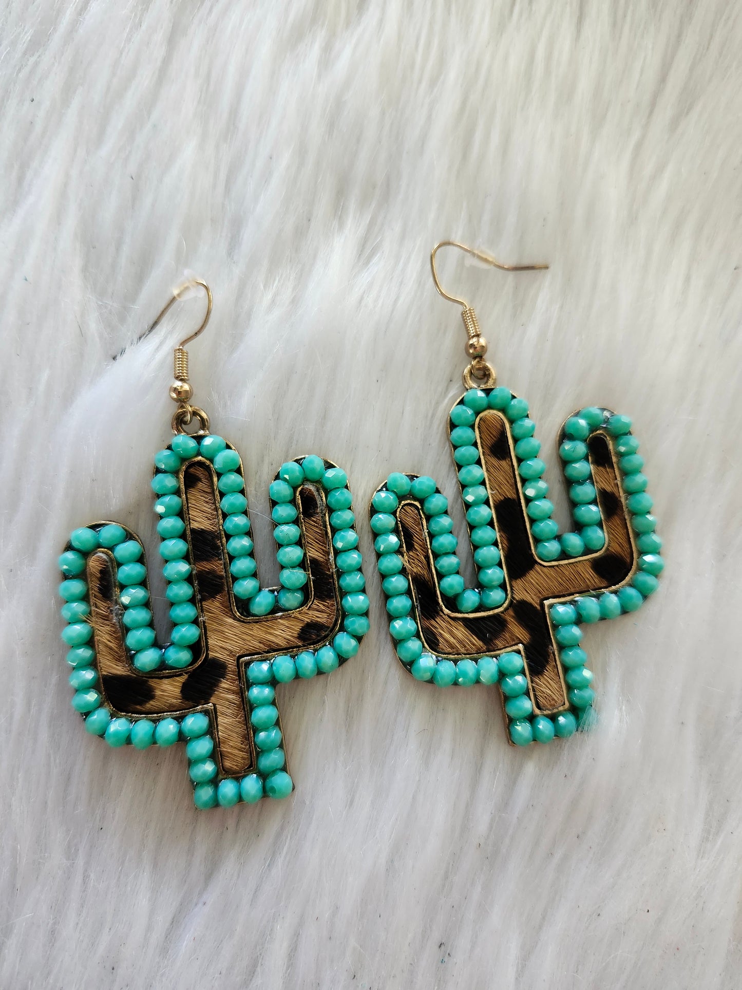 Crystal turquoise cactus earrings