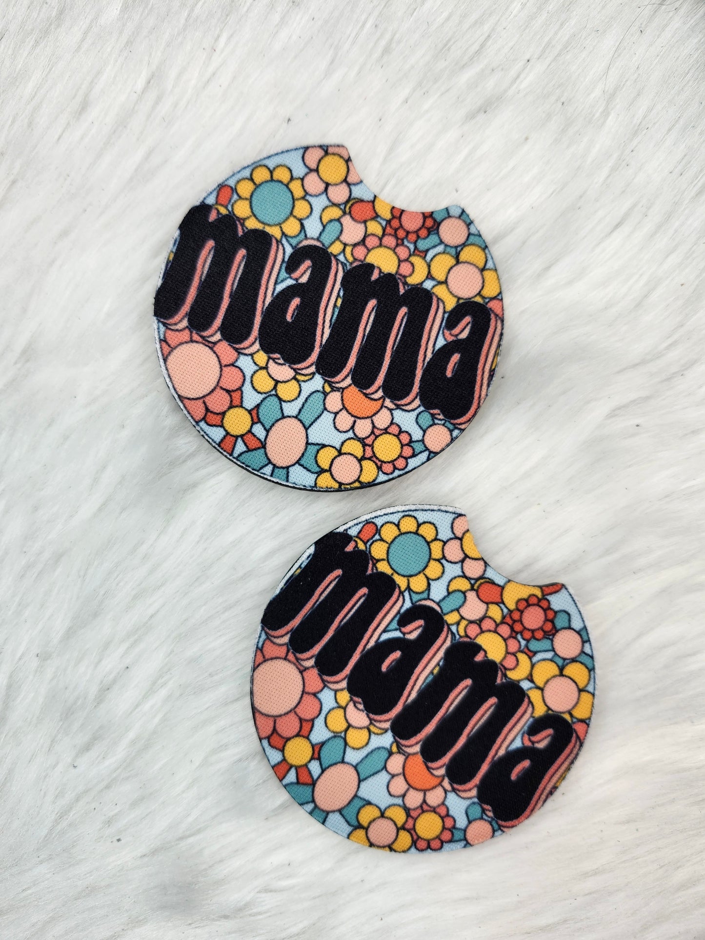 Mama flowers car coasters