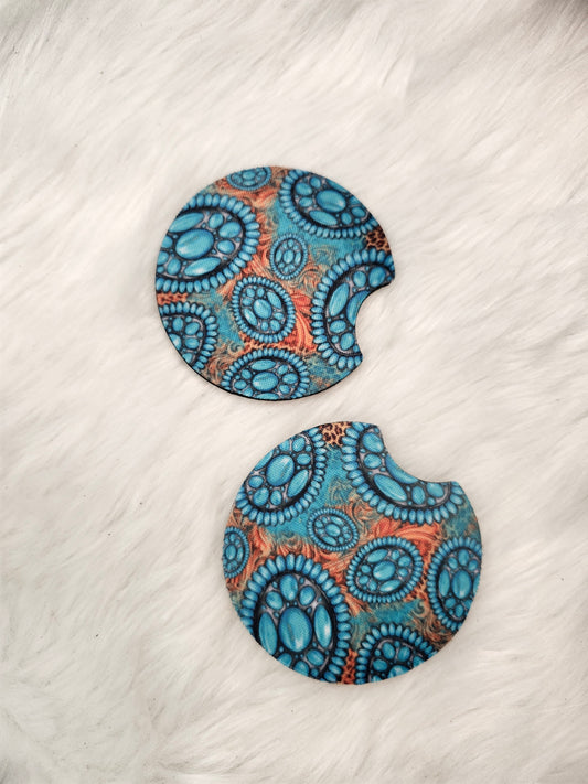 Small turquoise stone car coaster