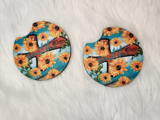 Faith sunflower car coaster