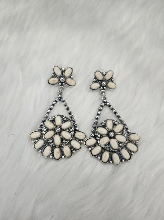 White stone earrings