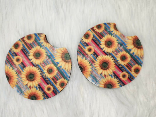 Serape sunflower car coaster