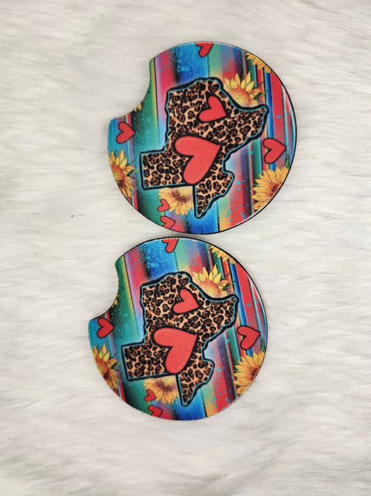 Texas cheetah heart car coaster