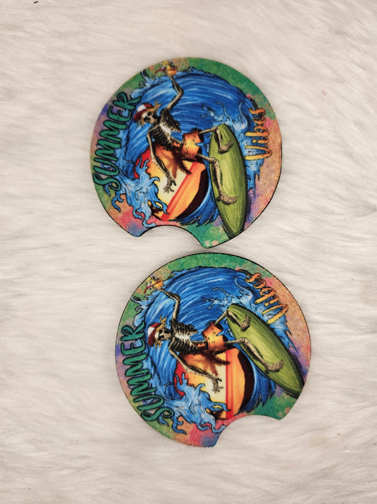 Surf summer vibes car coaster