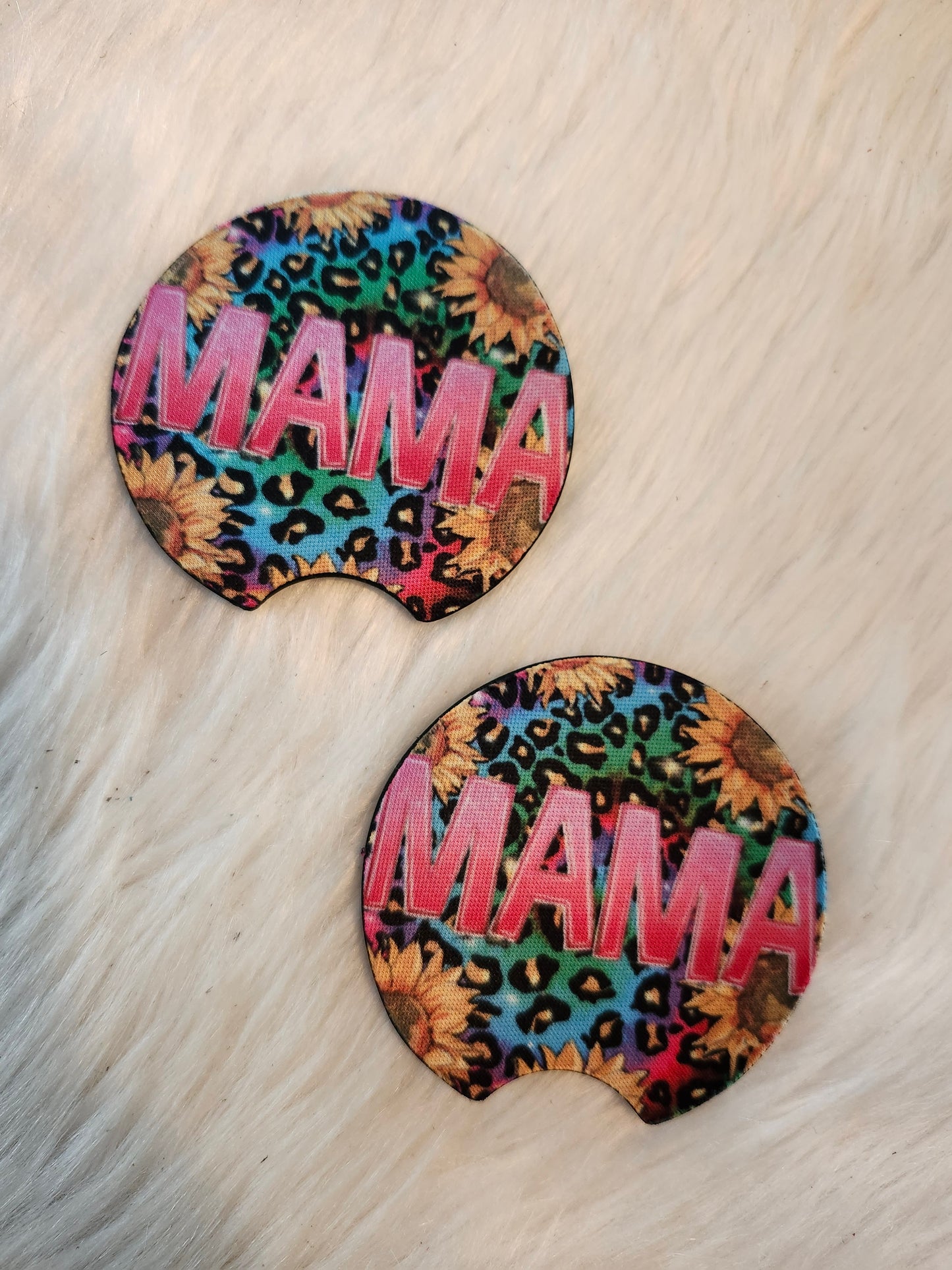 Cheetah mama car coaster