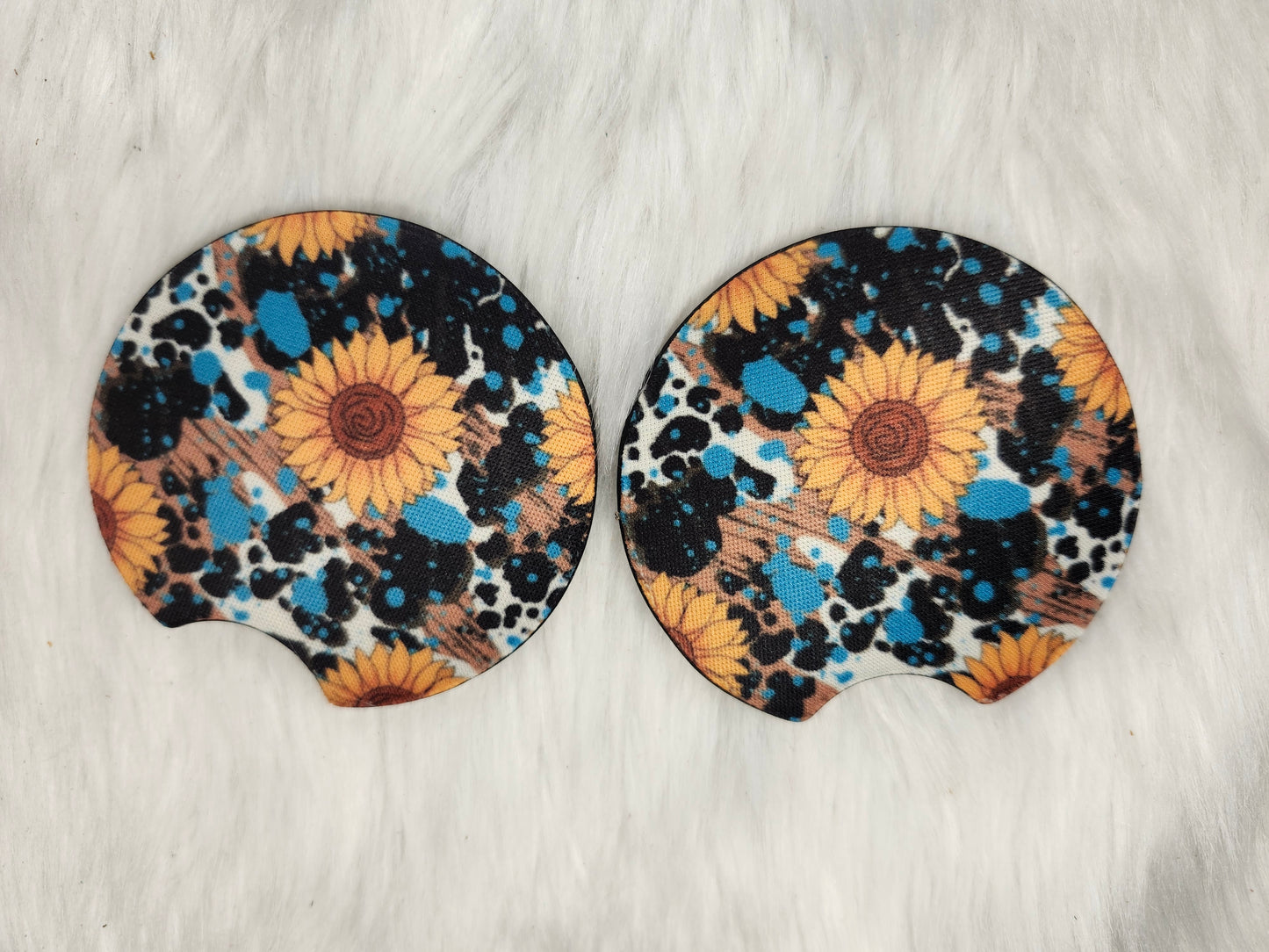 Paint sunflower car coaster