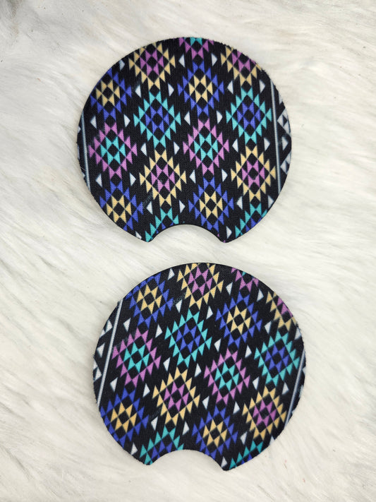 Neon Aztec car coaster