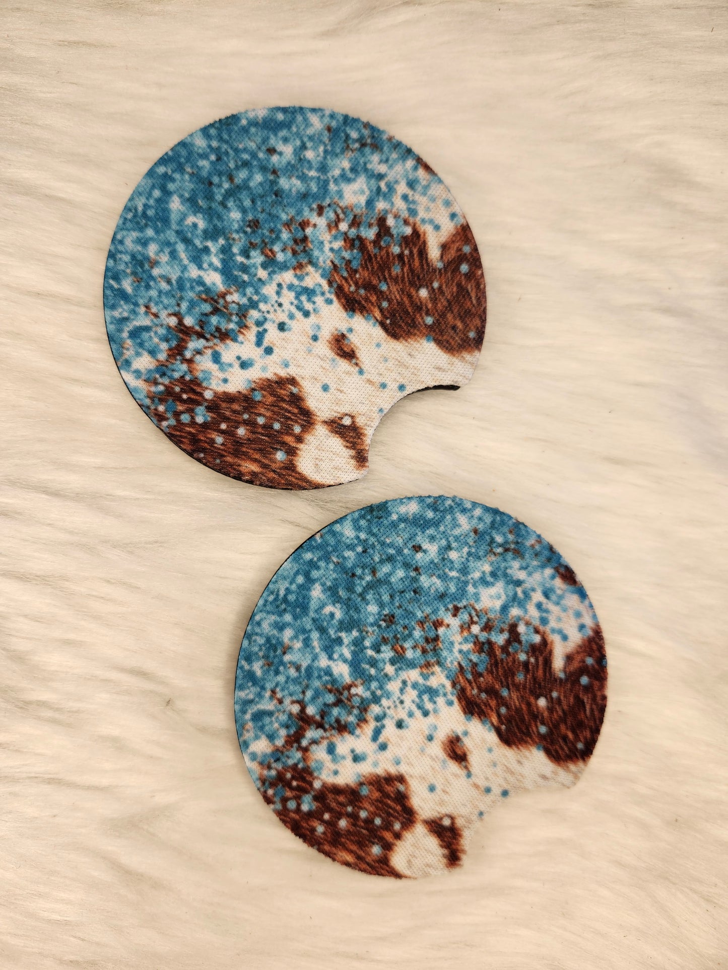 Blue glitter cow car coaster