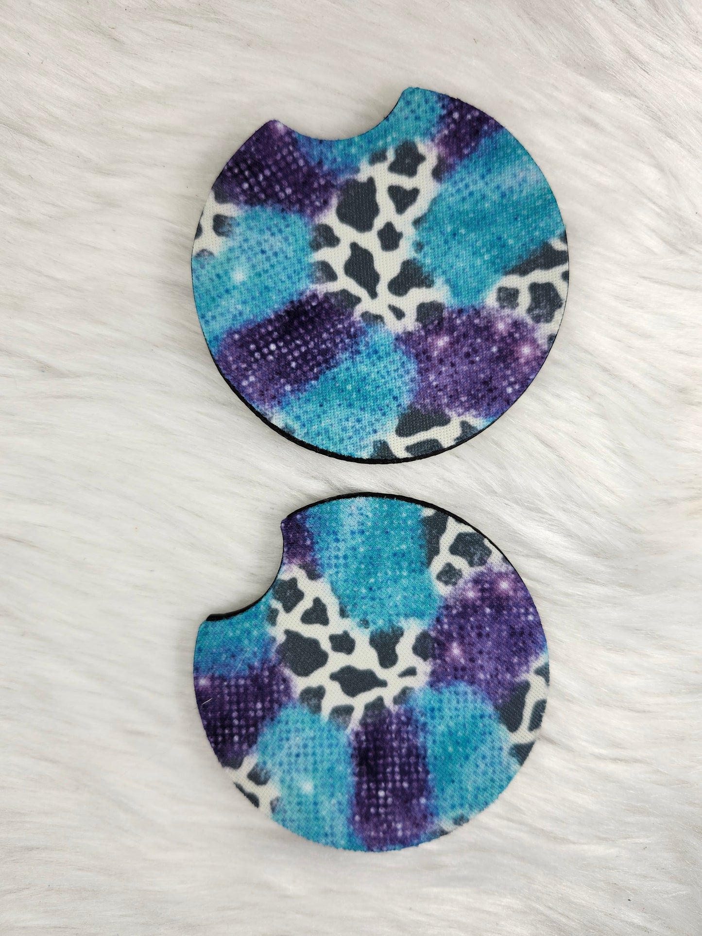 Purple blue glitter car coaster