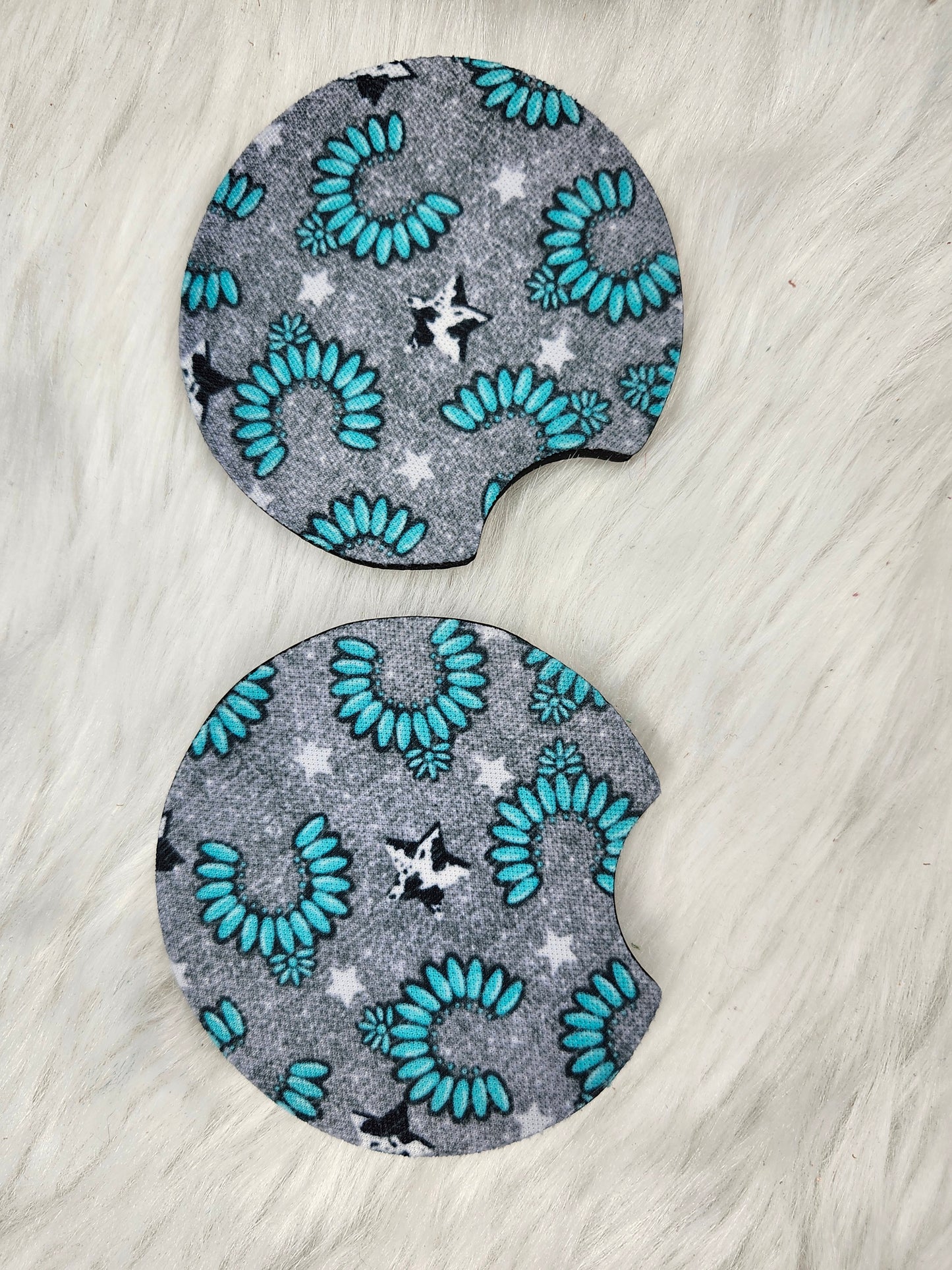 Turquoise star car coaster