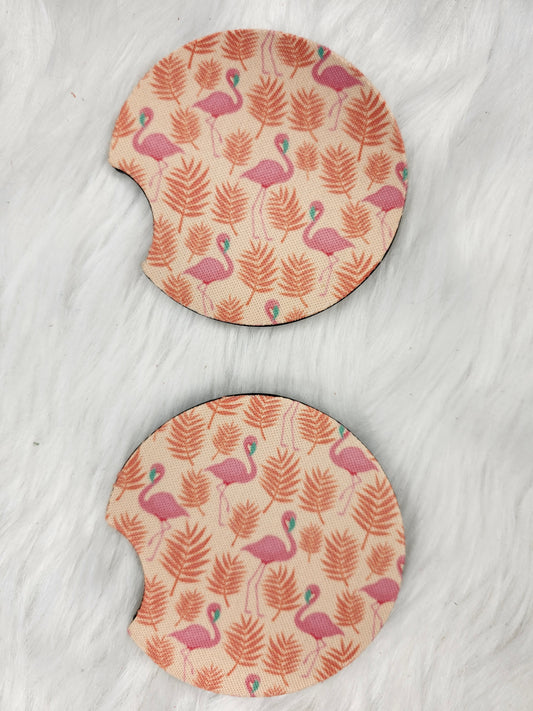 Leaf flamingo car coaster