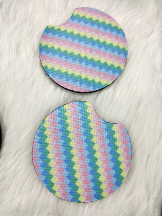 Pastel chevron car coaster