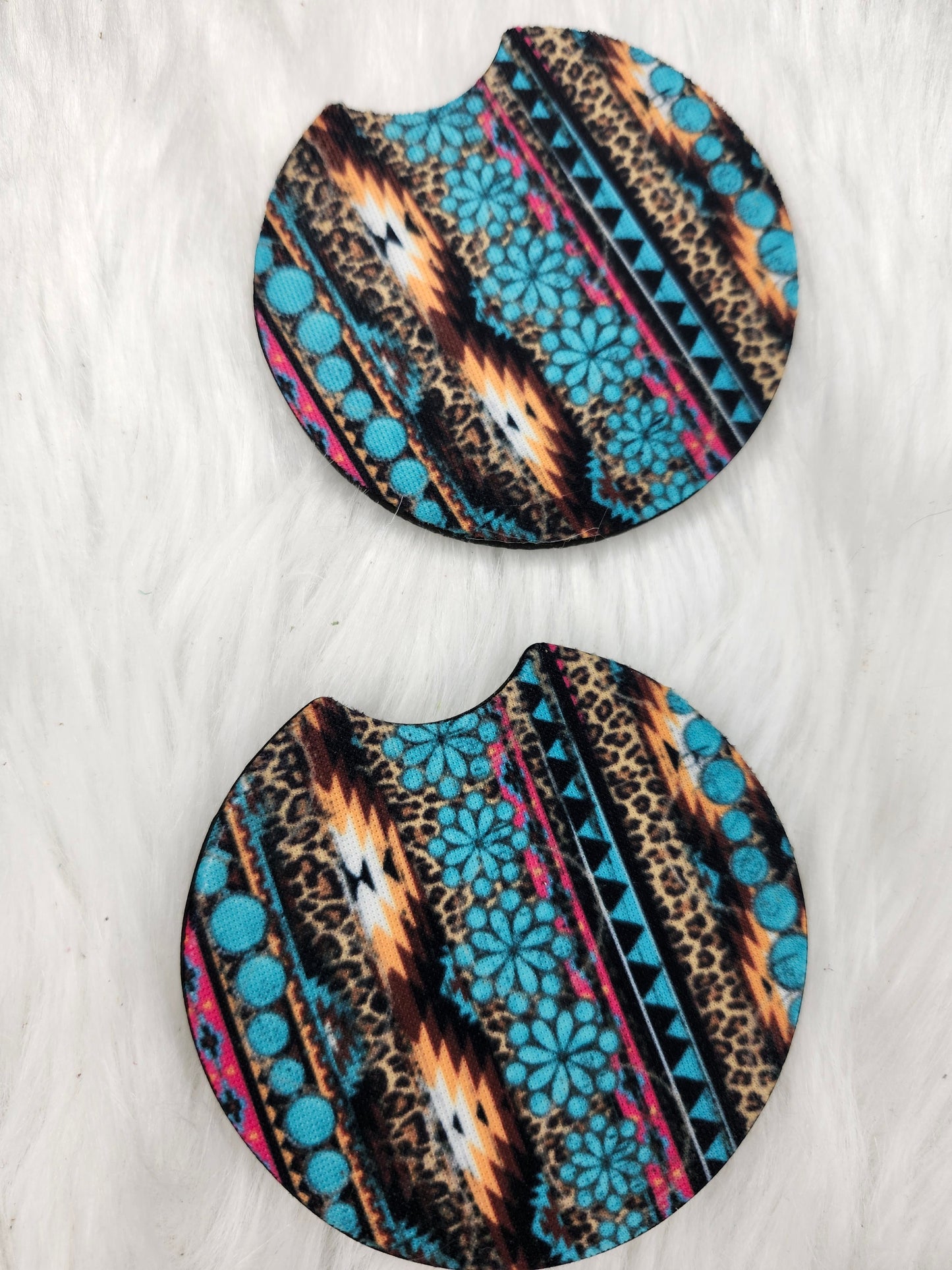 Turquoise sunset car coaster