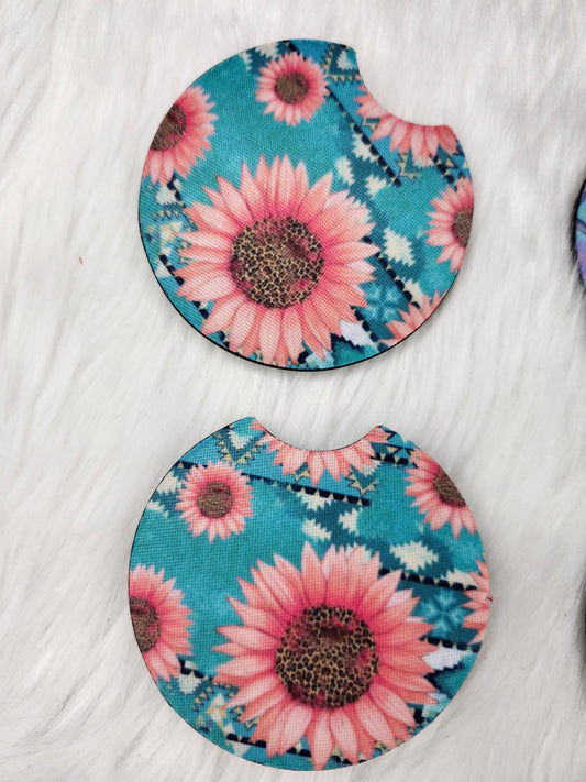 Pink daisy car coaster