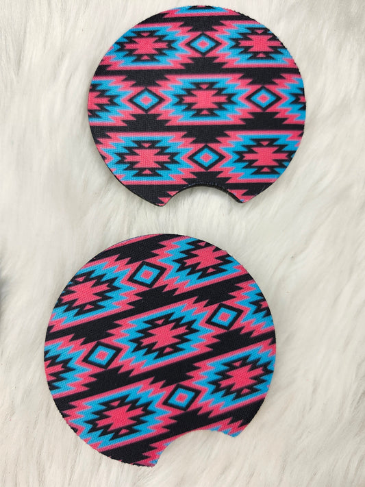 Pink Aztec car coaster