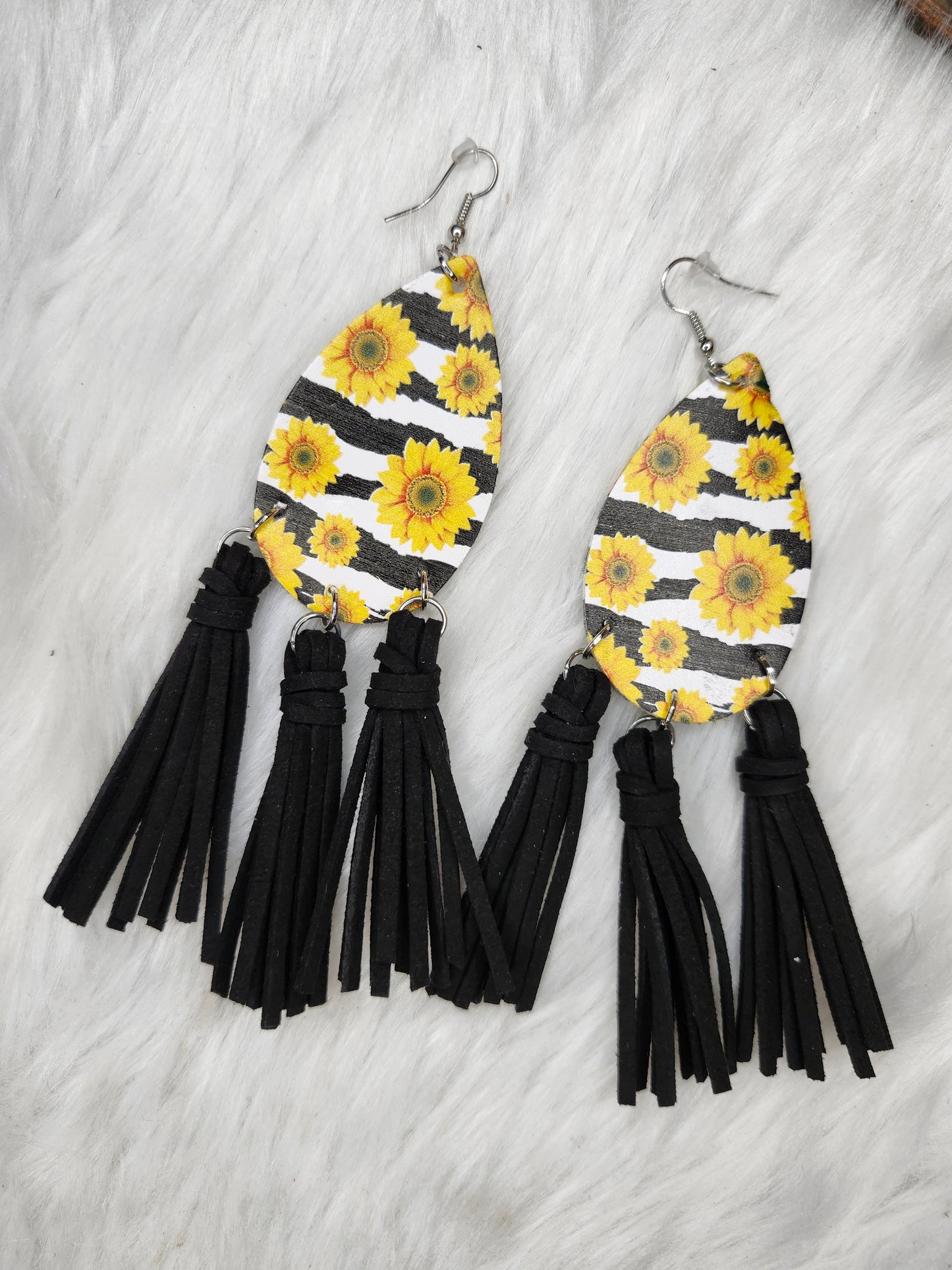 Sunflower fringe earrings