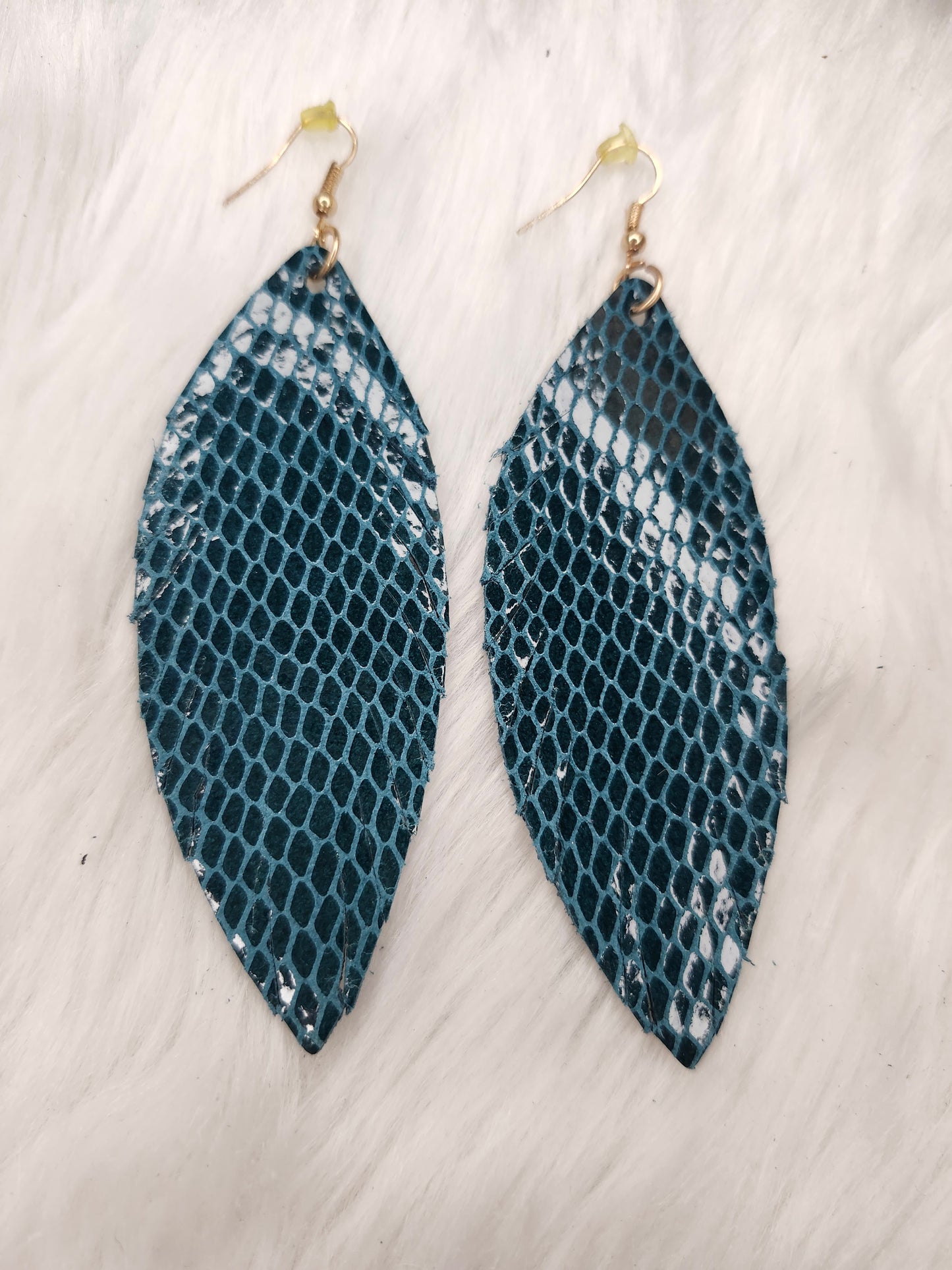 Feather teal earrings