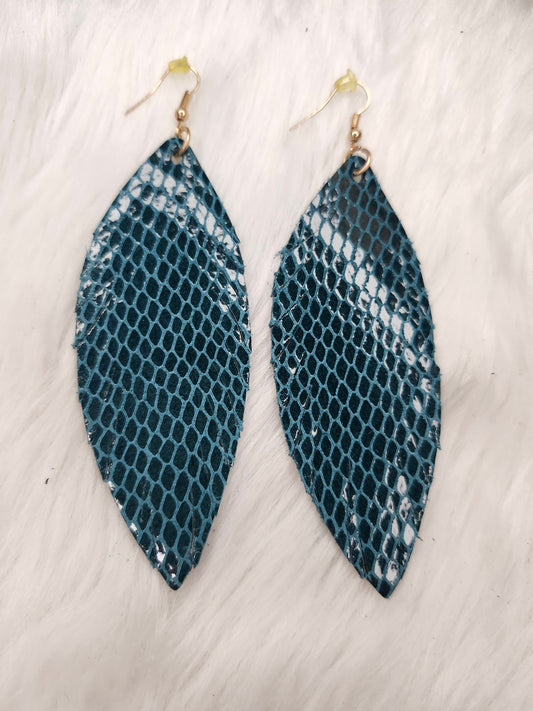 Feather teal earrings