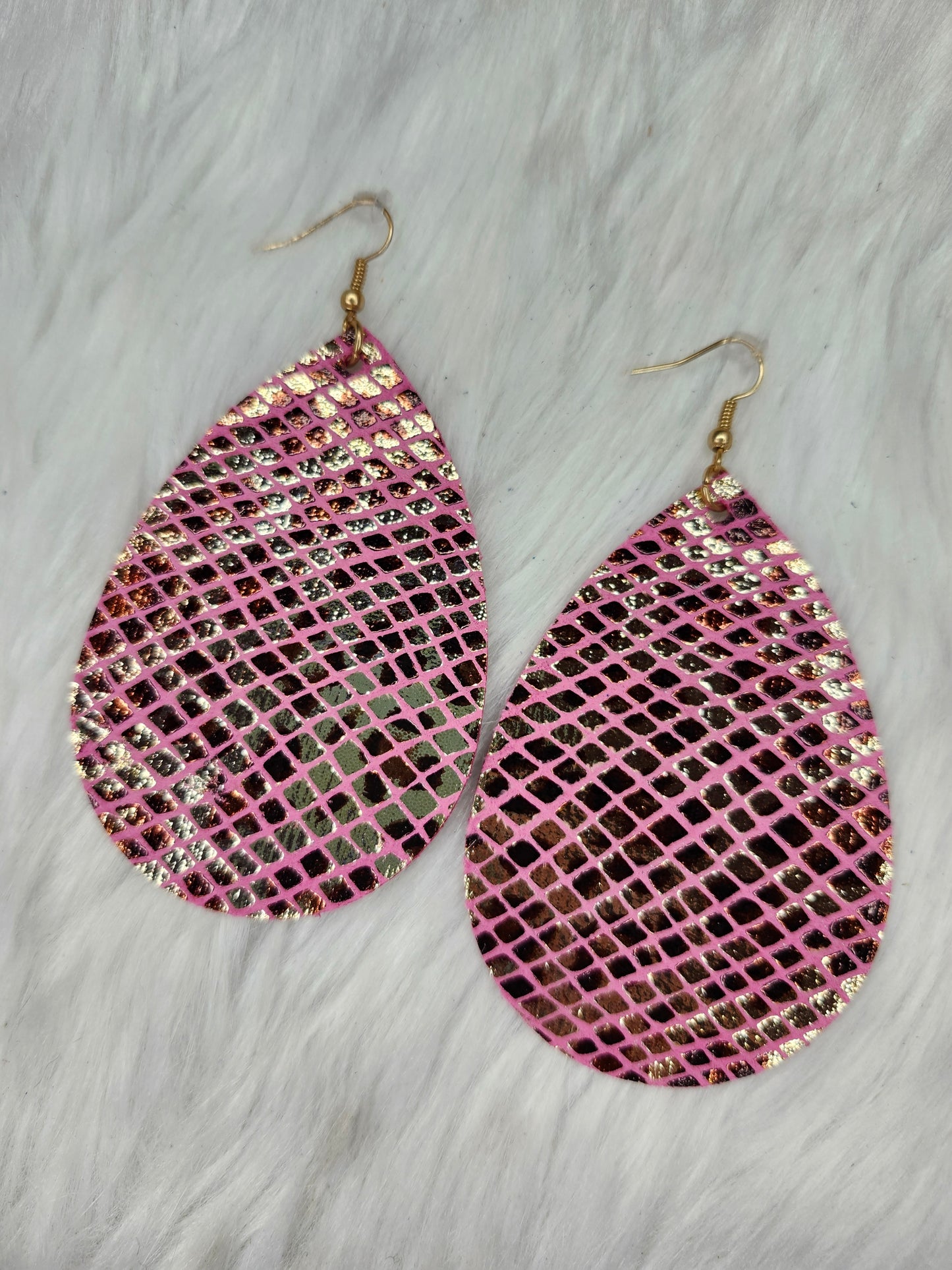 Pink snake skin earrings