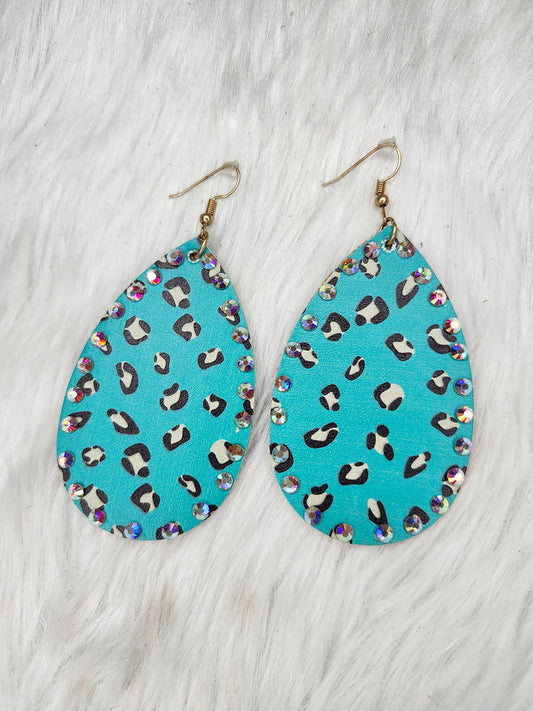 Turquoise cheetah earrings