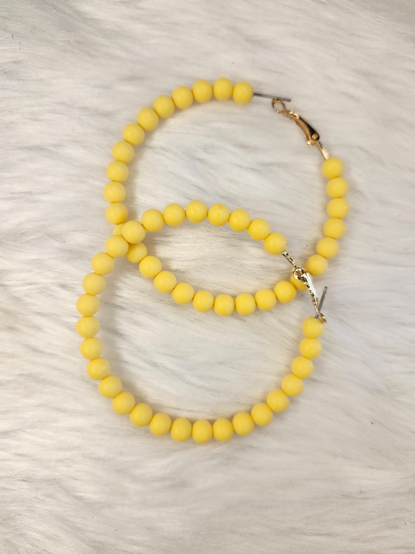 Yellow bead hoop earrings