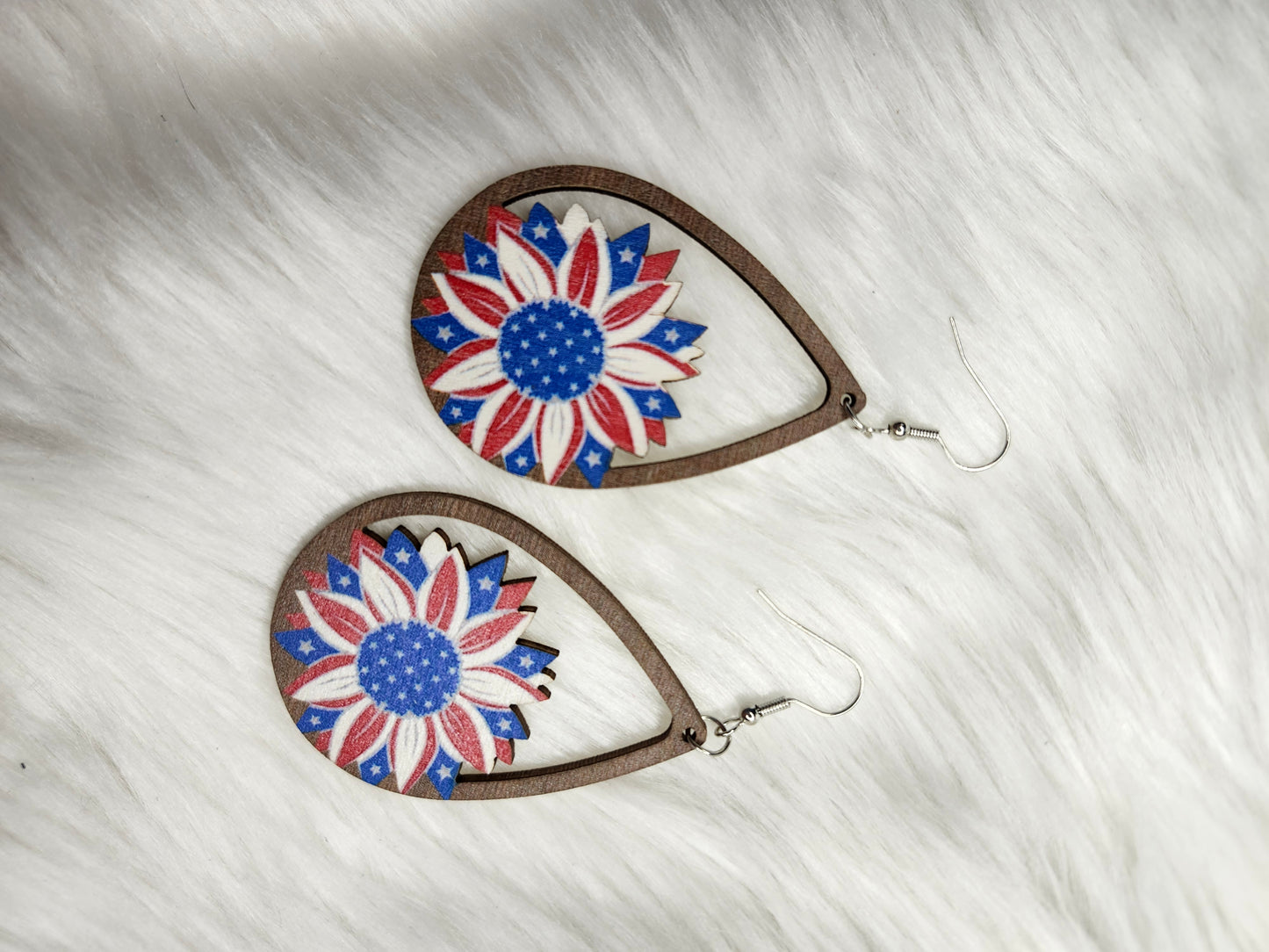 Sunflower 4th of july earrings