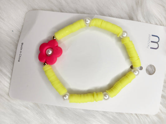 Yellow pink flower bracelet