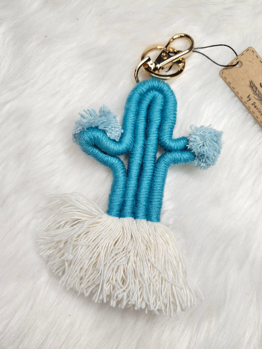 Turquoise cactus keychain