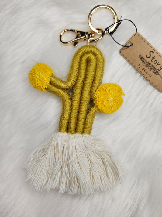 Mustard yellow cactus keychain