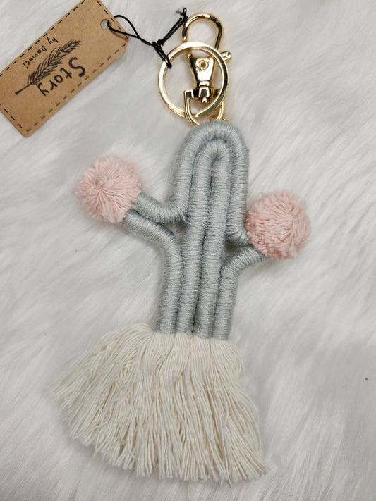 Gray cactus keychain