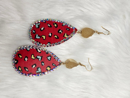 Red hearts rock earrings