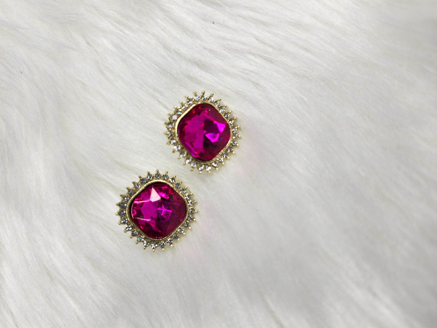 Pink diamond stud earrings