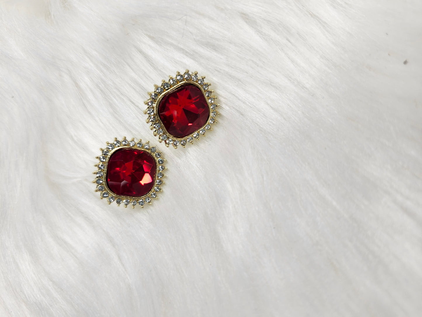 Red diamond stud earrings