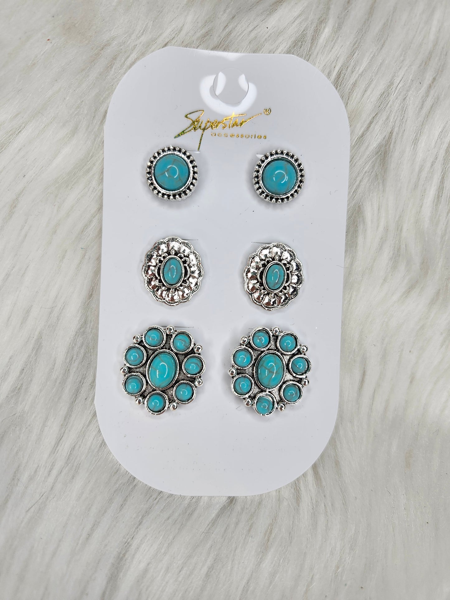 Turquoise squash studs 3 pairs