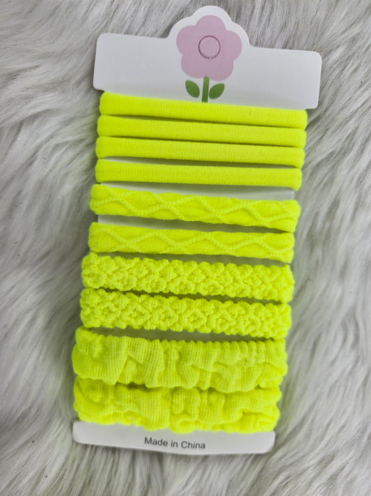 Neon yellow pony tail holder