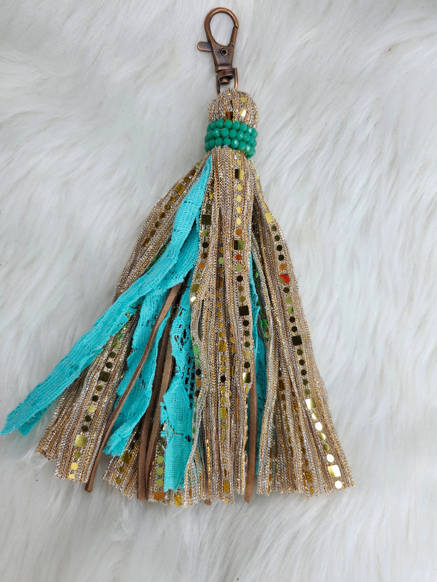 Fringe ribbon keychain