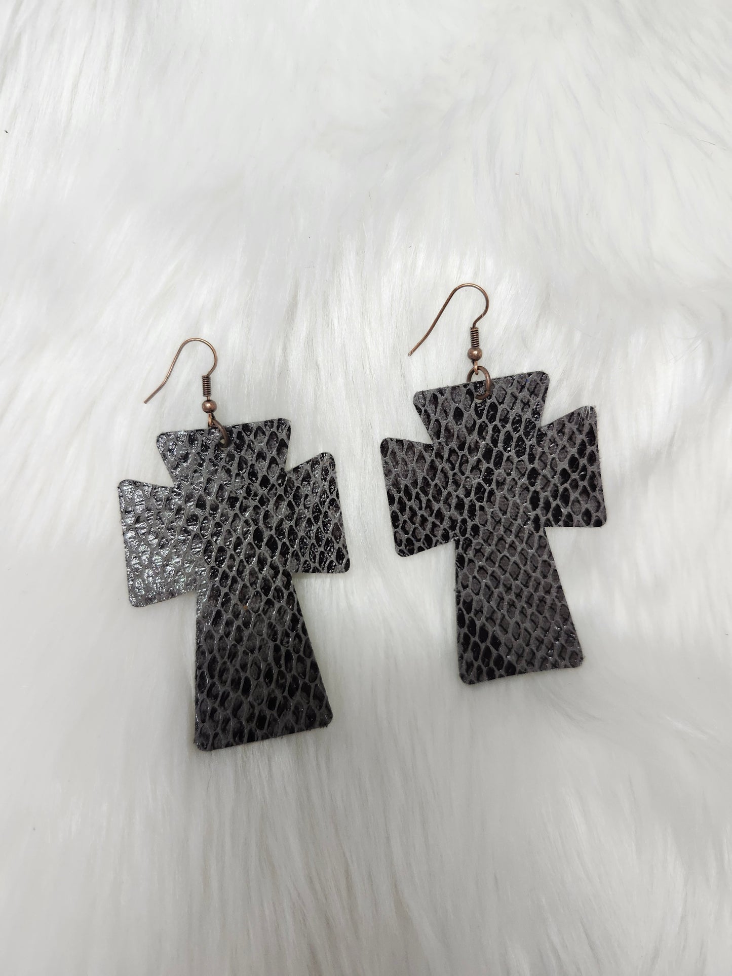 Black/gray cross earrings