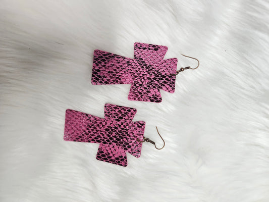 Pink cross earrings